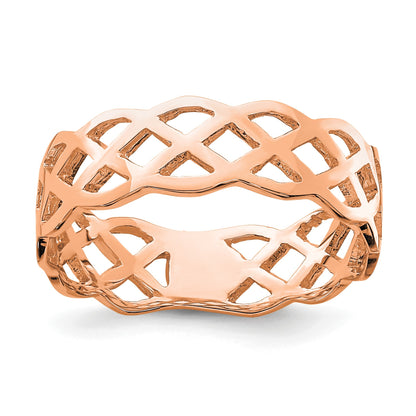 14K Rose Gold Polished Woven Celtic Knot Band