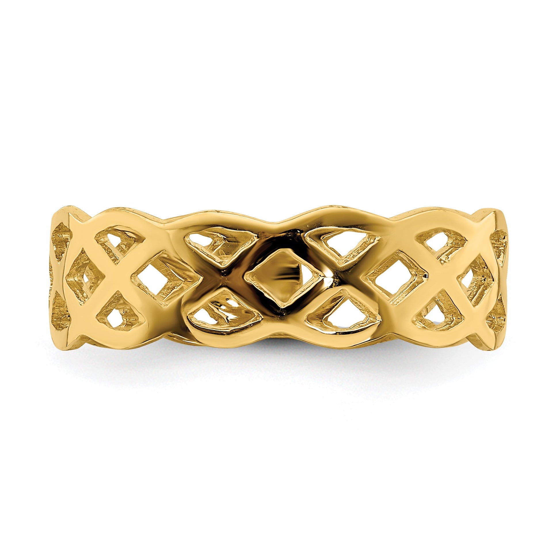 14K Polished Woven Celtic Knot Band