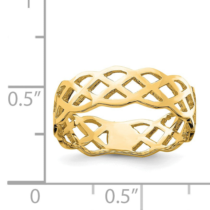 14K Polished Woven Celtic Knot Band