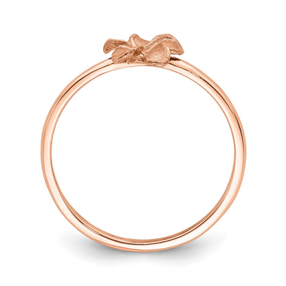 14k Rose Gold Satin and Diamond-cut Plumeria Ring