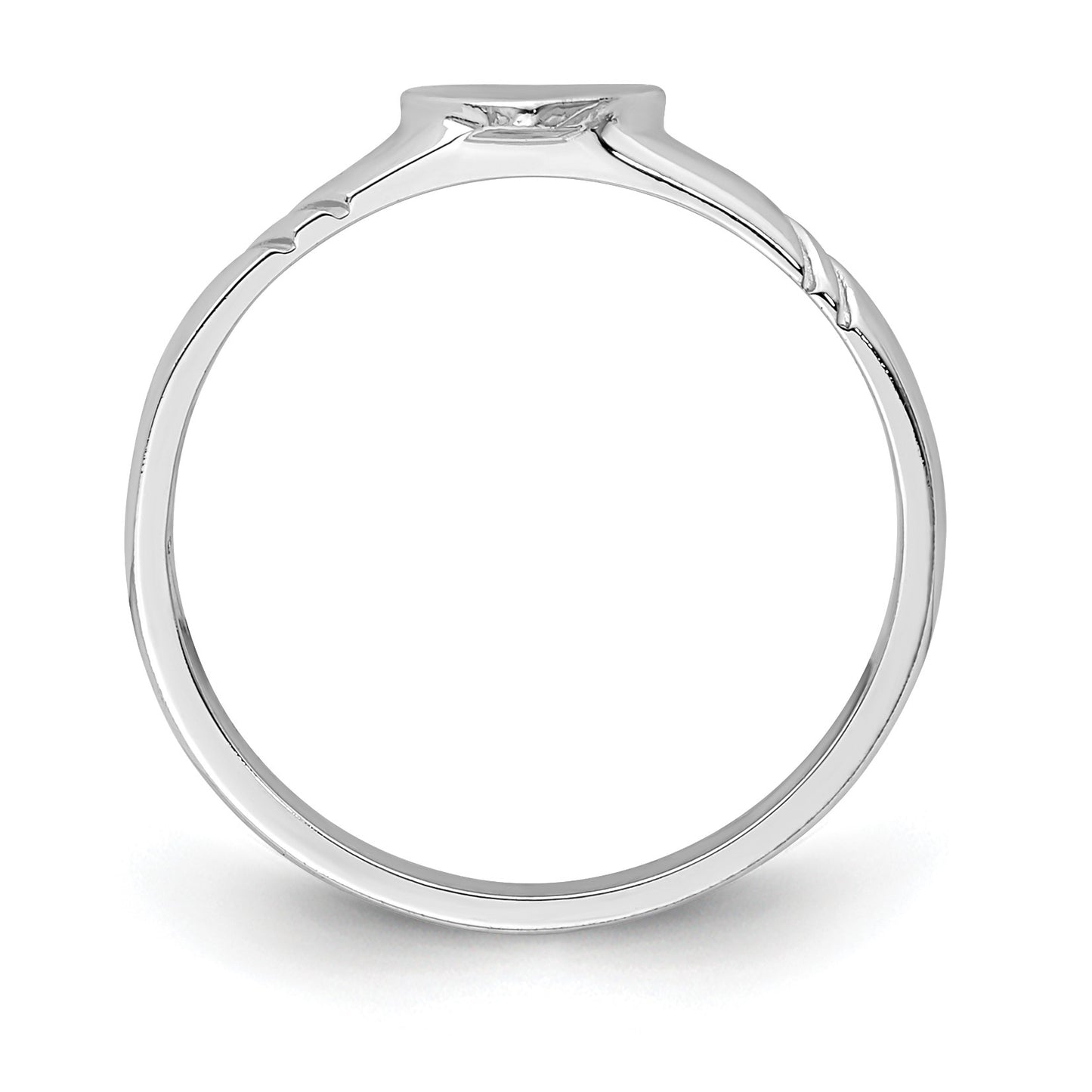 14K White Gold 5.0x5.0mm Closed Back Size 3 Childs Heart Signet Ring