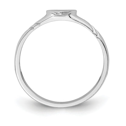 14K White Gold 5.0x5.0mm Closed Back Size 3 Childs Heart Signet Ring