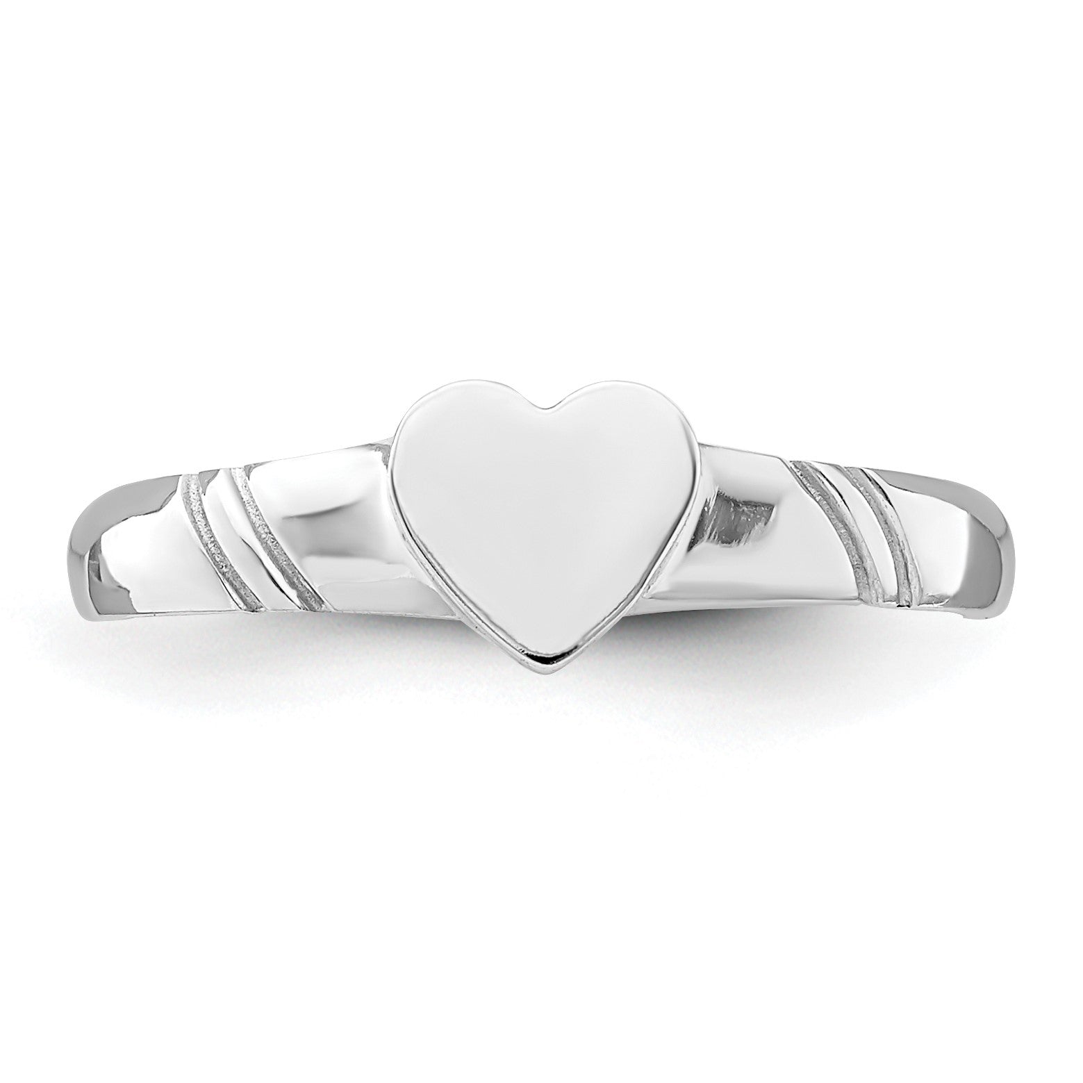 14K White Gold 5.0x5.0mm Closed Back Size 3 Childs Heart Signet Ring