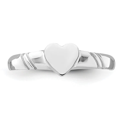 14K White Gold 5.0x5.0mm Closed Back Size 3 Childs Heart Signet Ring