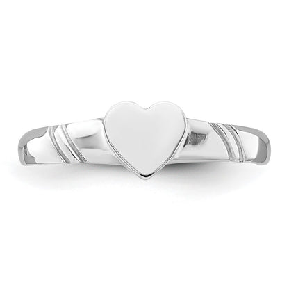 14K White Polished Heart Children's Ring