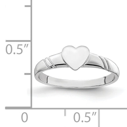 14K White Gold 5.0x5.0mm Closed Back Size 3 Childs Heart Signet Ring