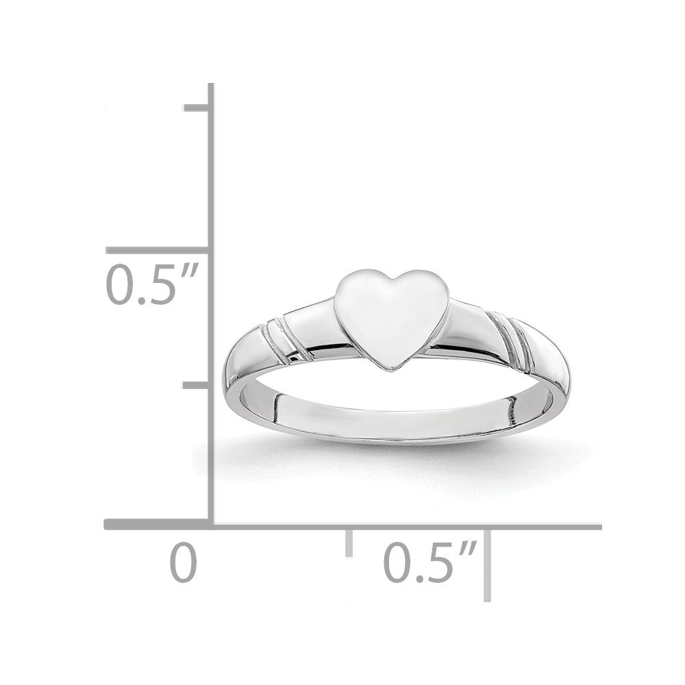 14K White Polished Heart Children's Ring