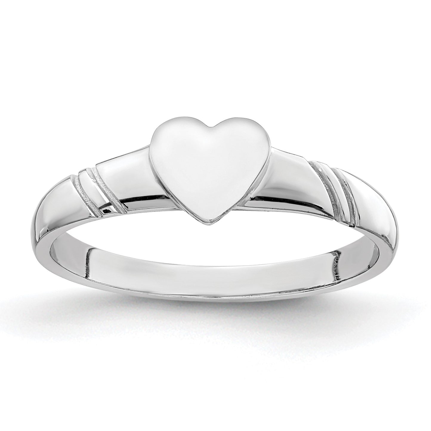 14K White Gold 5.0x5.0mm Closed Back Size 3 Childs Heart Signet Ring