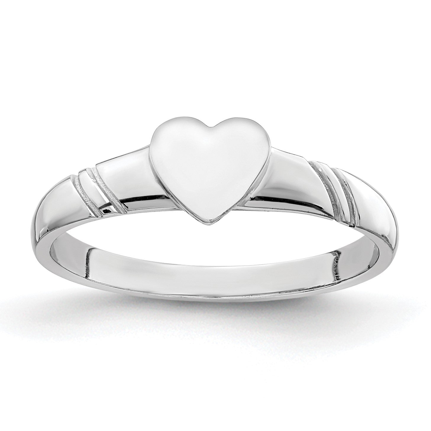 14K White Gold 5.0x5.0mm Closed Back Size 3 Childs Heart Signet Ring
