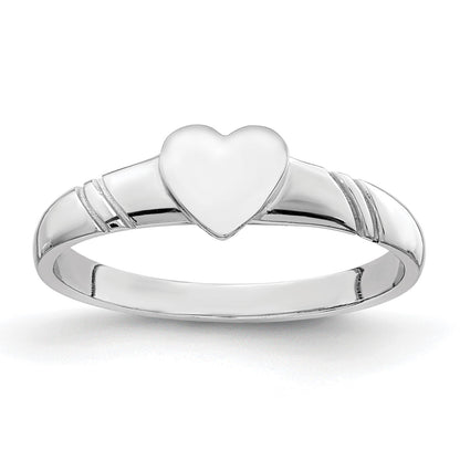 14K White Gold 5.0x5.0mm Closed Back Size 3 Childs Heart Signet Ring