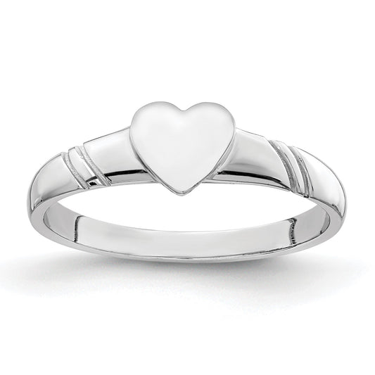 14K White Gold 5.0x5.0mm Closed Back Size 3 Childs Heart Signet Ring