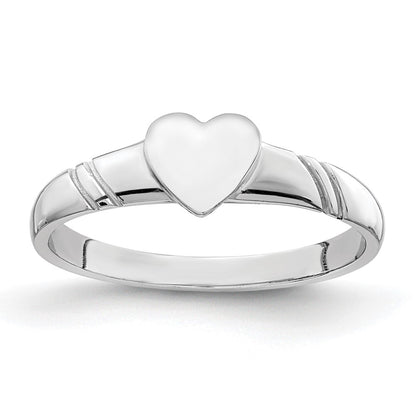 14K White Polished Heart Children's Ring