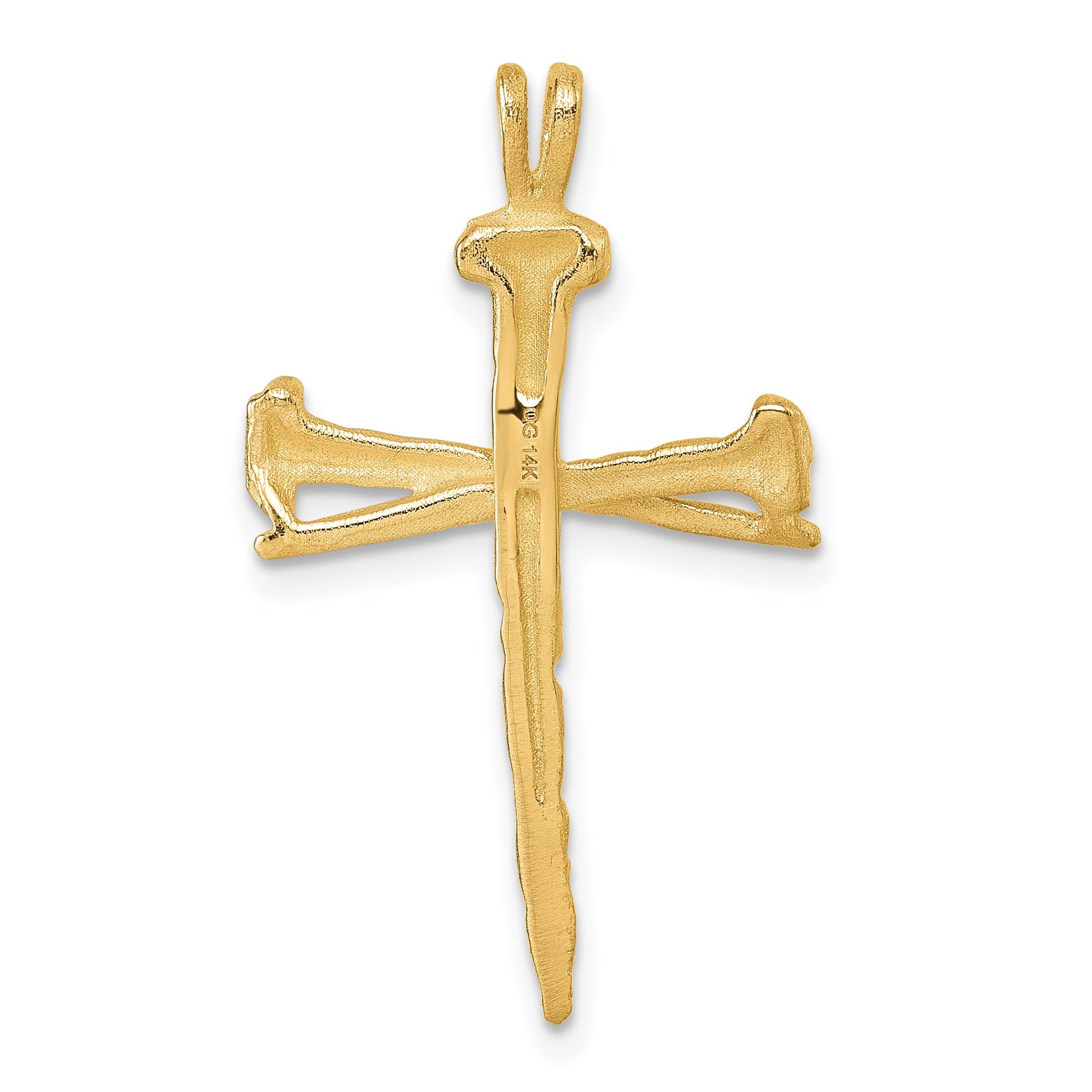 14K Polished Nail Cross Charm