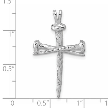 14K White Gold Nail Cross Charm