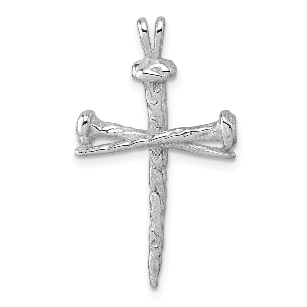 14K White Gold Nail Cross Charm