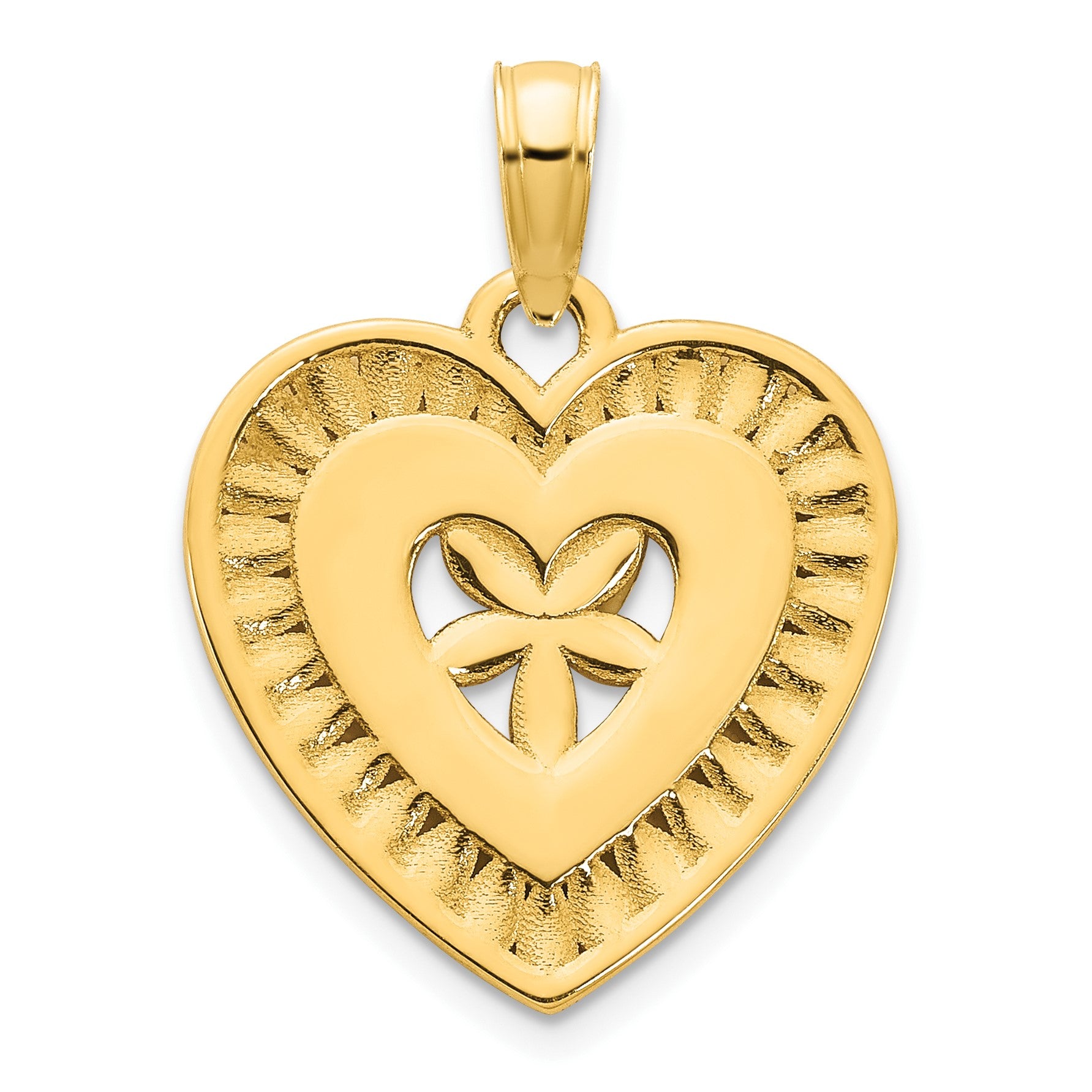 14k Fancy Floral Heart Pendant