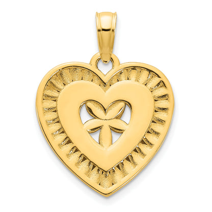14k Fancy Floral Heart Pendant