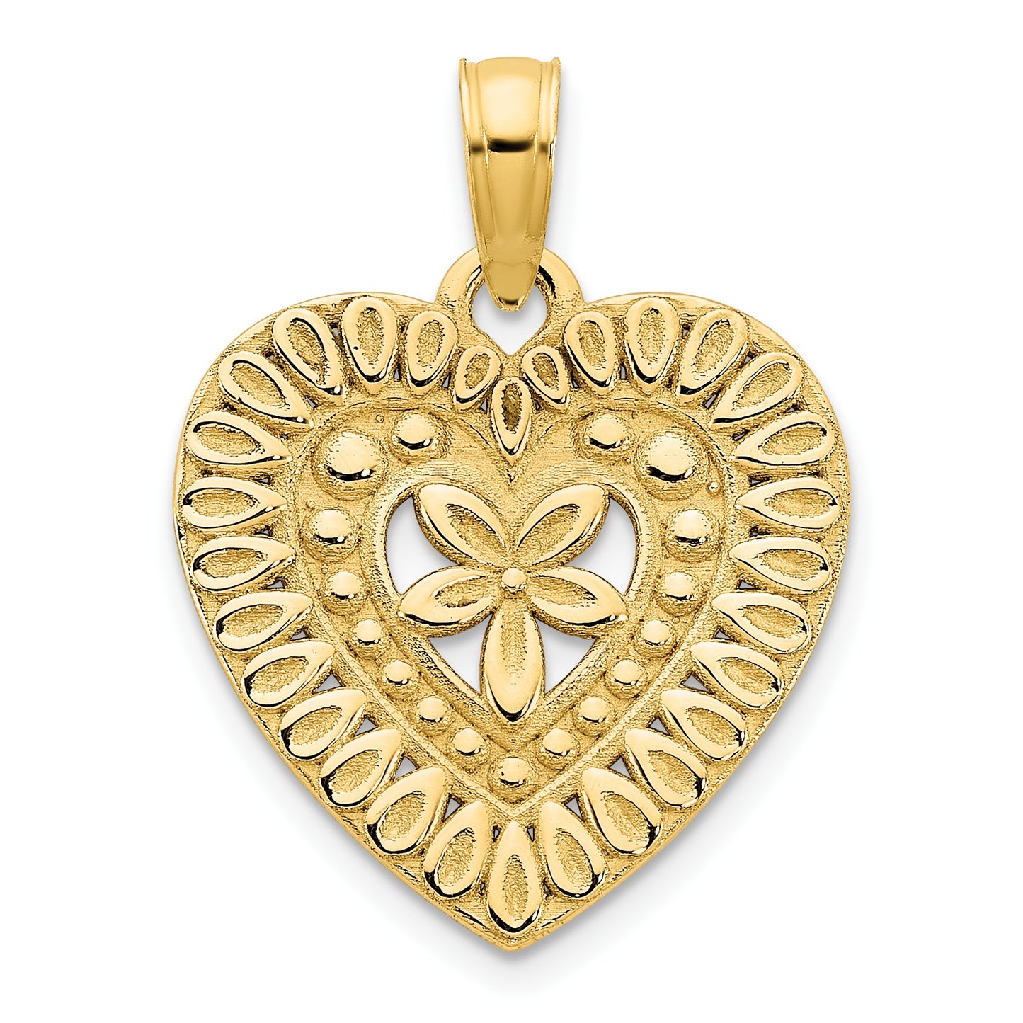 14k Fancy Floral Heart Pendant