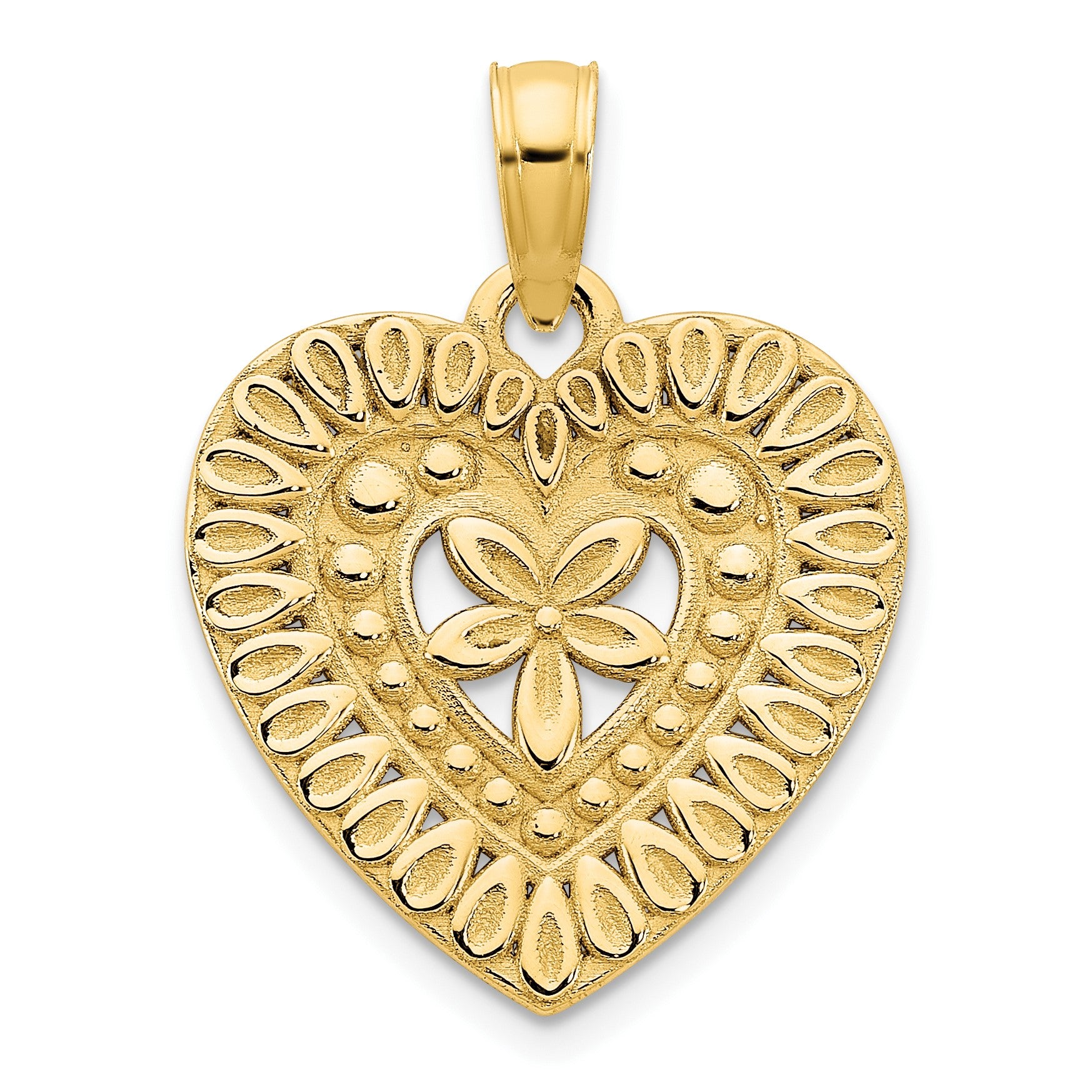 14k Fancy Floral Heart Pendant