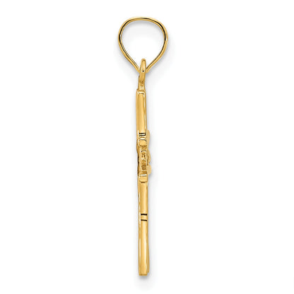 14k Fancy Floral Cross Pendant