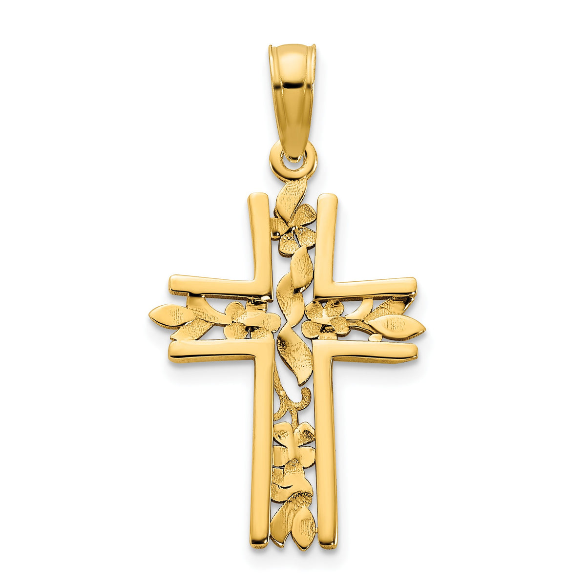 14k Fancy Floral Cross Pendant