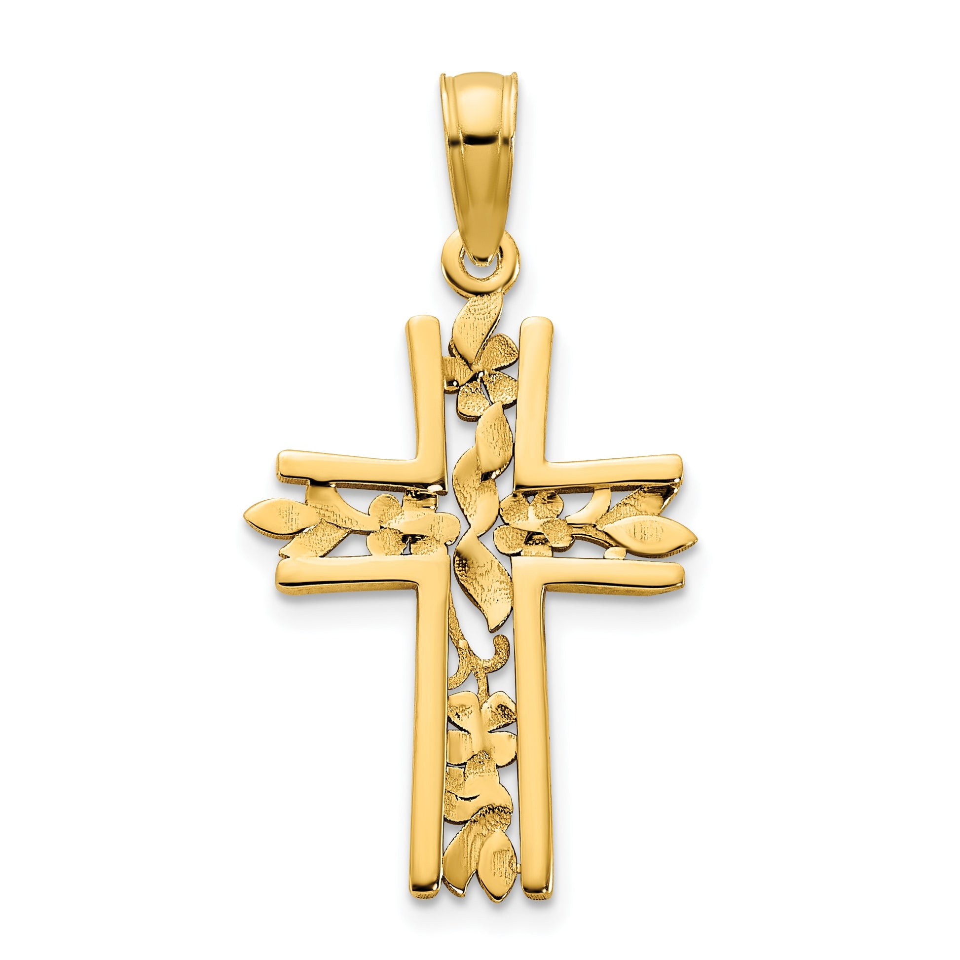 14k Fancy Floral Cross Pendant