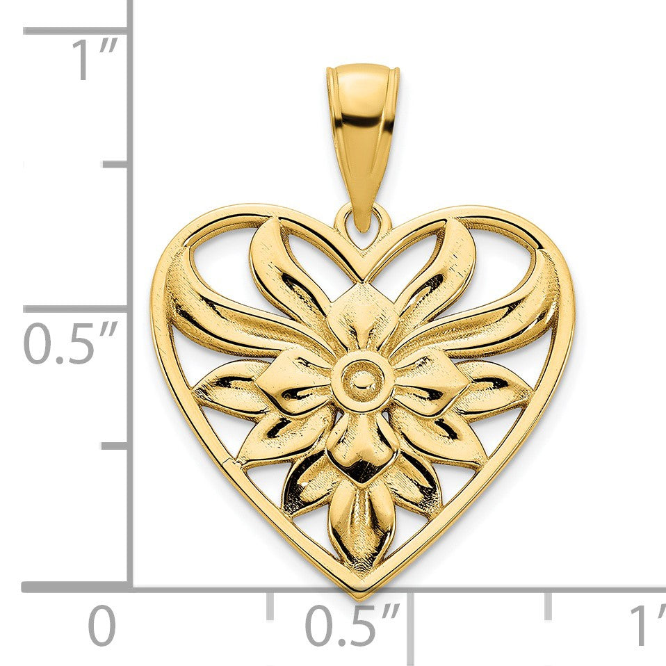 14k Fancy Filigree Heart Pendant