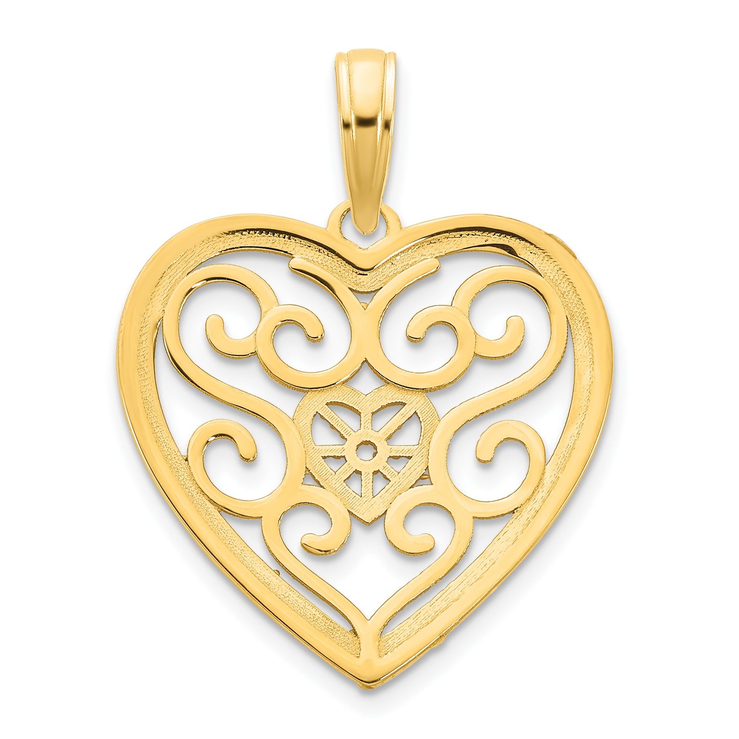 14k Fancy Filigree Heart Pendant