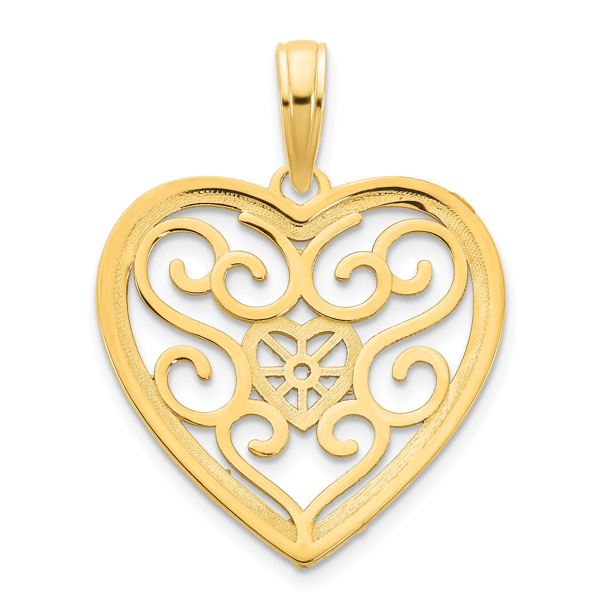 14k Fancy Filigree Heart Pendant
