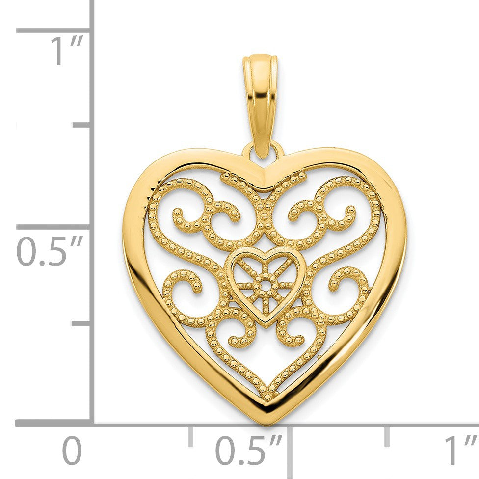 14k Fancy Filigree Heart Pendant