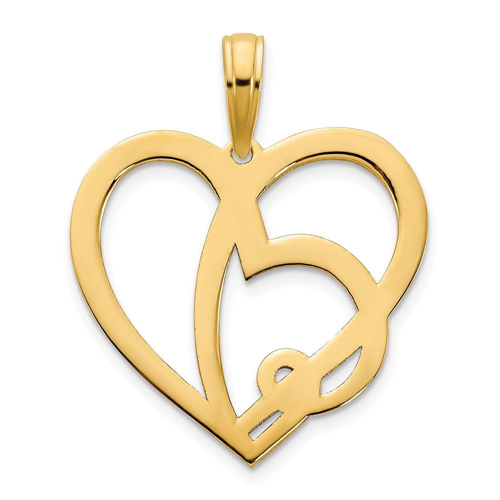 14k  Heart in a Heart Pendant