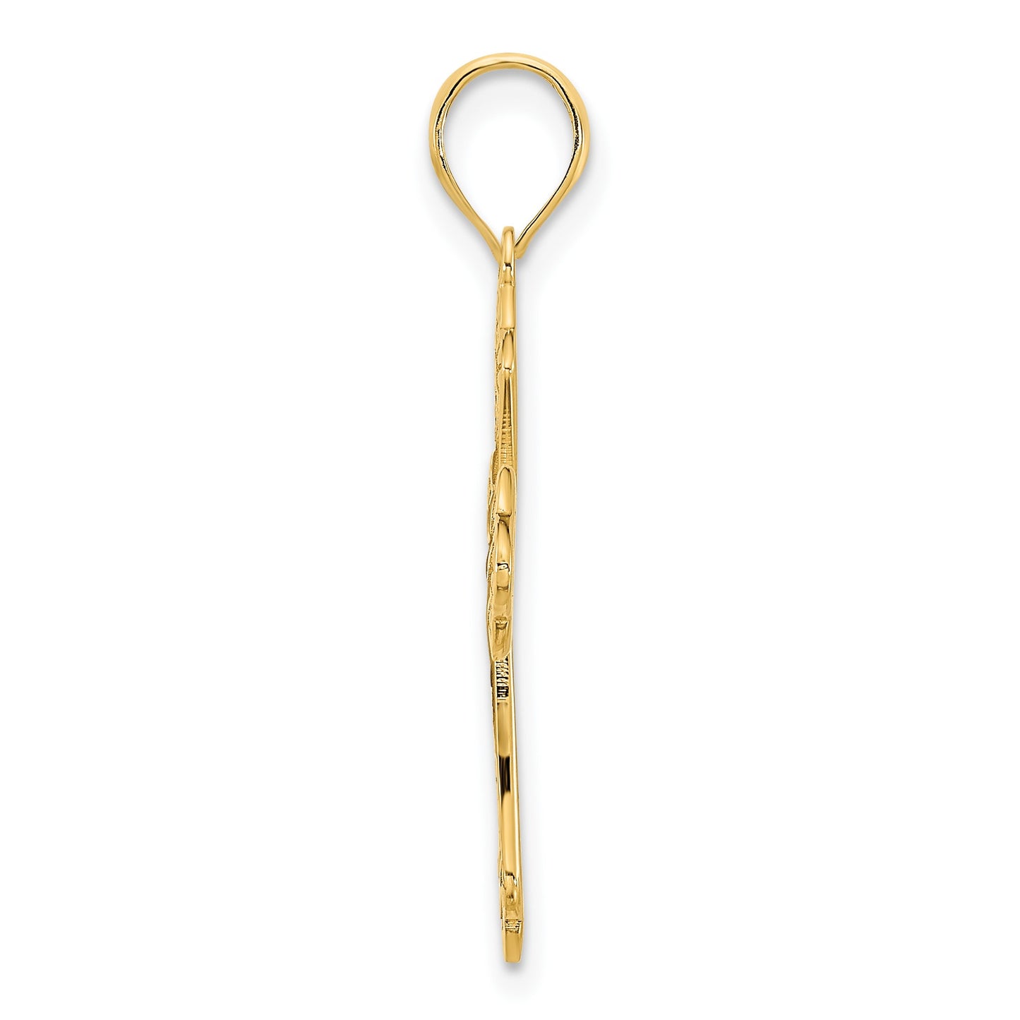 14k Fancy Leaves Cross Pendant