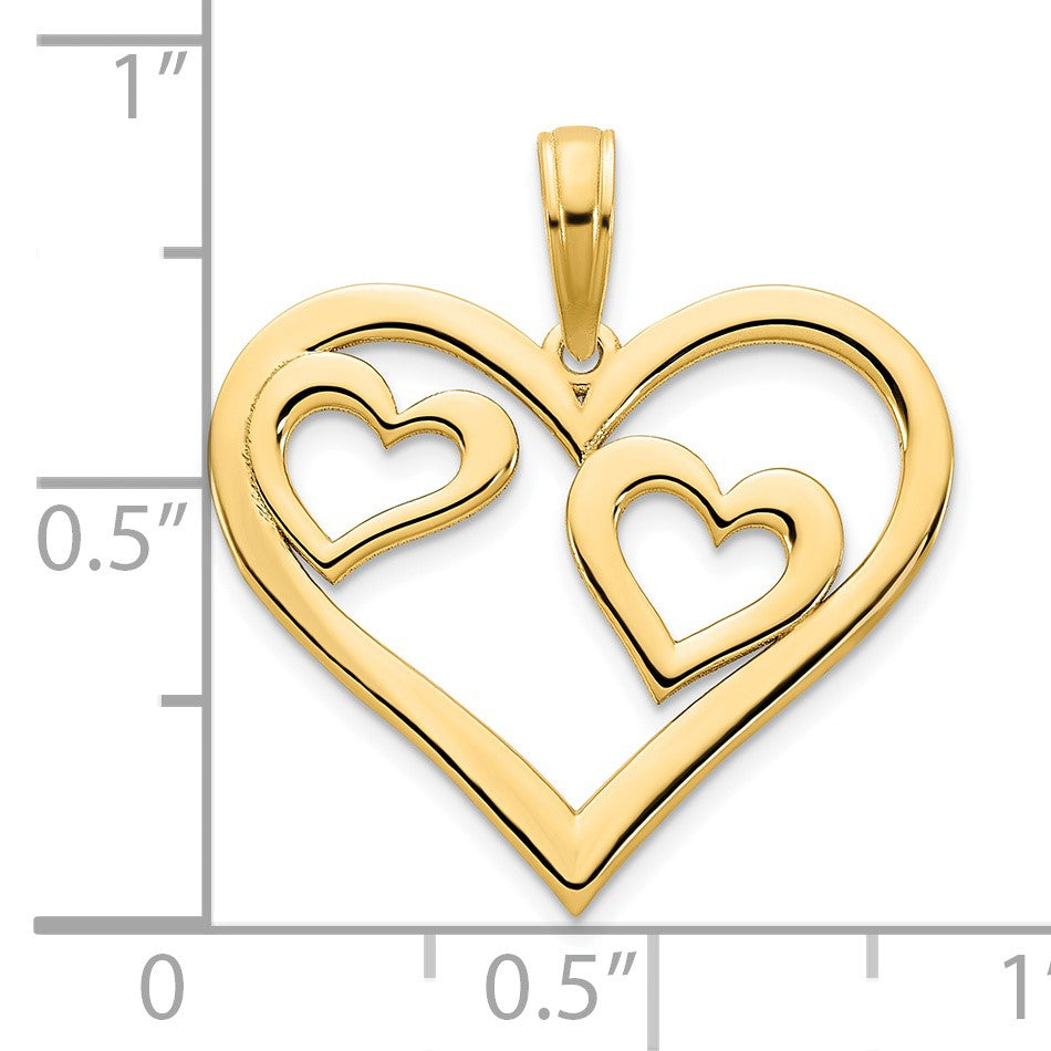 14k Heart in Heart Pendant