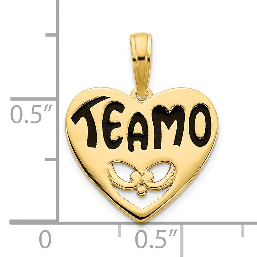 14k Black Epoxy TE AMO Heart Charm