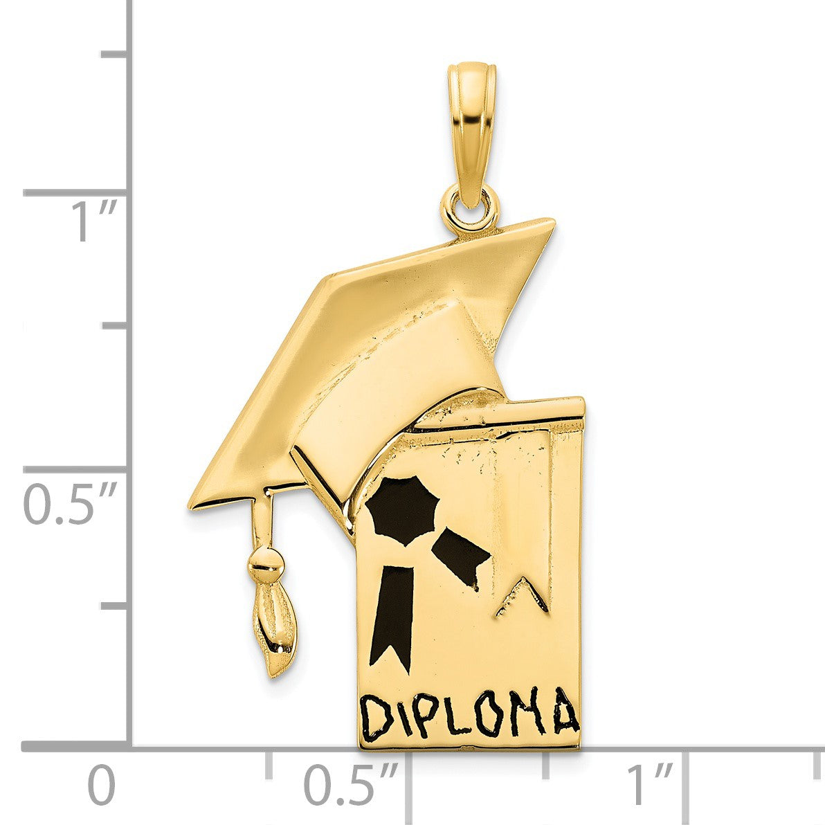 14k Black Epoxy Graduation Cap and DIPLOMA Pendant