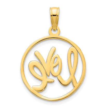 14k Polished LOVE in Circle Charm