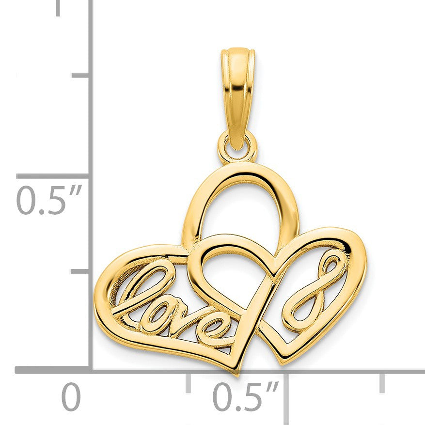 14k LOVE Infinity Symbol Heart Charm