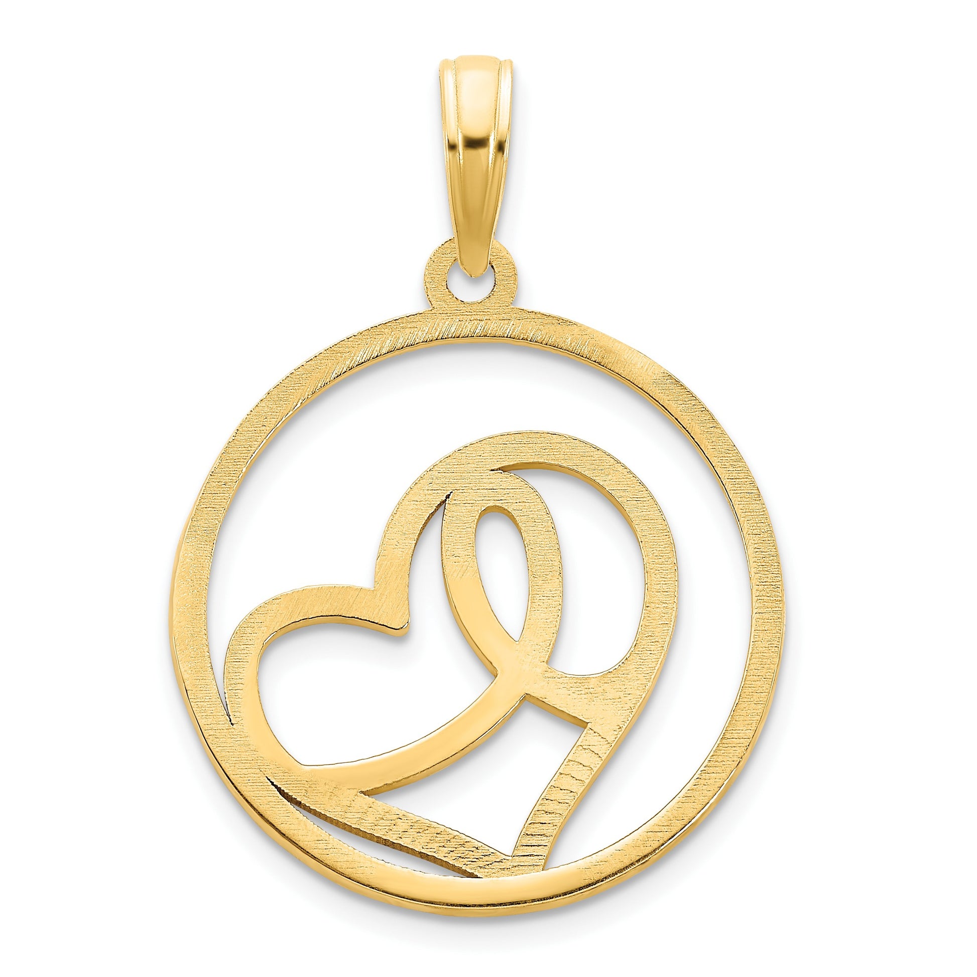 14k Heart in Circle Pendant