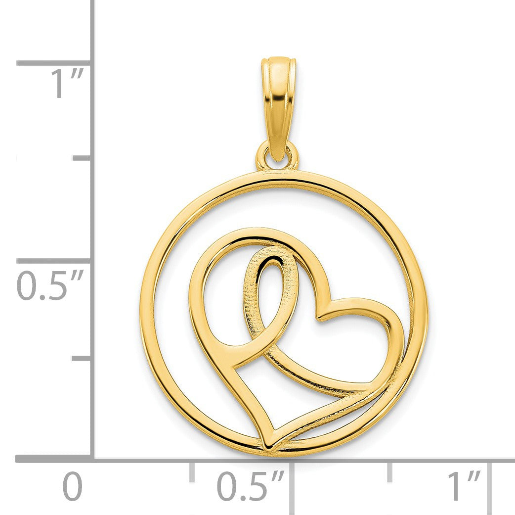 14k Heart in Circle Pendant