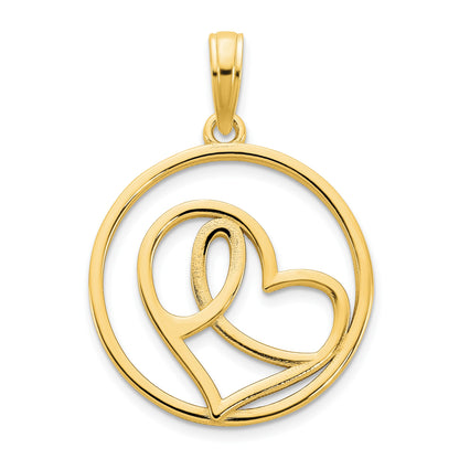14k Heart in Circle Pendant