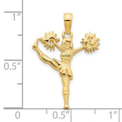14k Cheerleader Kicking with Pom-Poms Charm