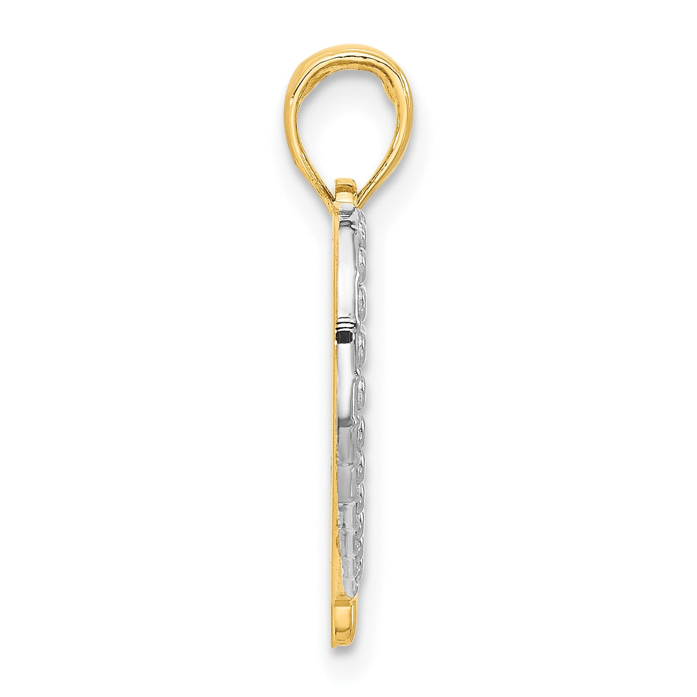 14k and White Rhodium Polished Heart Pendant