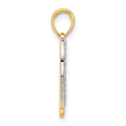 14k and White Rhodium Polished Heart Pendant