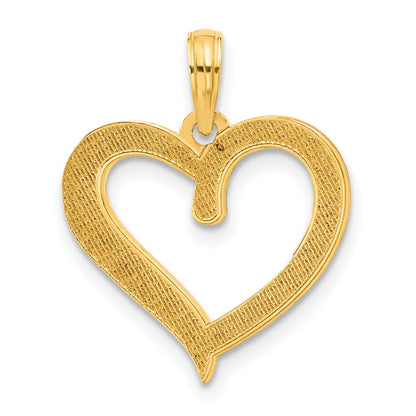 14k and White Rhodium Polished Heart Pendant