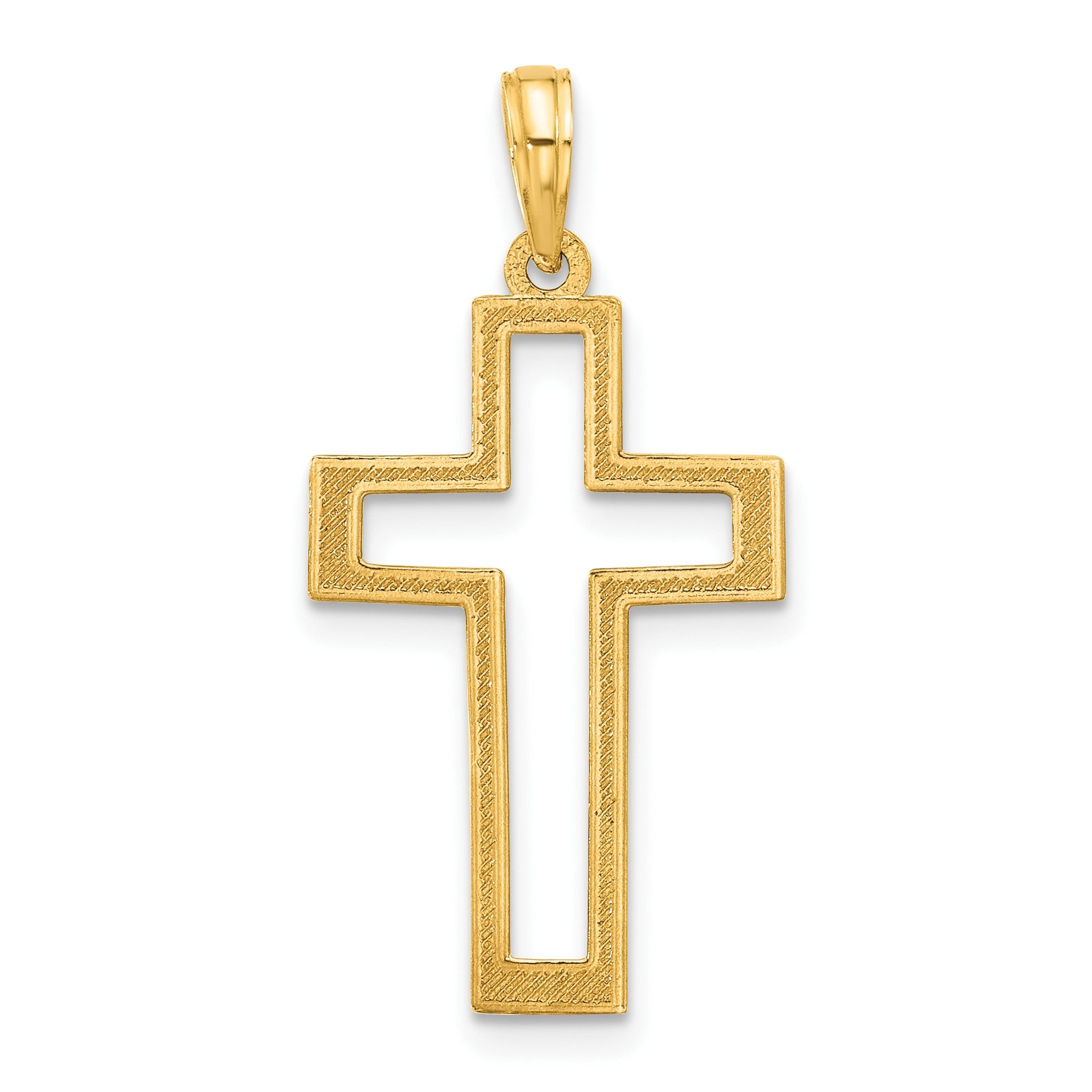 14k Polished Cut-out Cross Pendant
