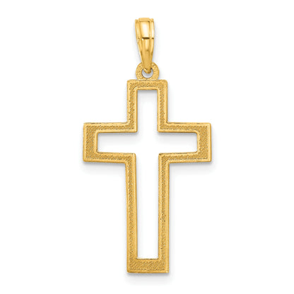 14k Polished Cut-out Cross Pendant