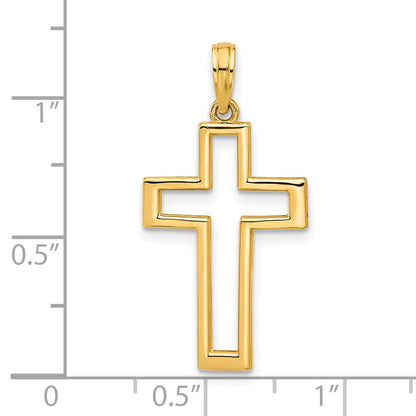 14k Polished Cut-out Cross Pendant