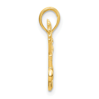 14k Polished Cheerleader Jumping with Pom-Poms Pendant
