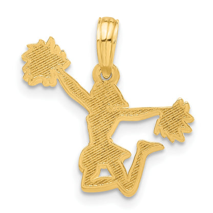 14k Polished Cheerleader Jumping with Pom-Poms Pendant