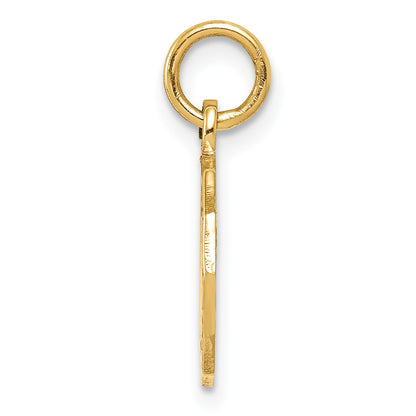 14k Polished and Satin Baptism Spanish Recuerdo Del Bautismo on Back Round Charm